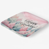 Munt en roze sparren winterscène papieren bordje (Gebogen)