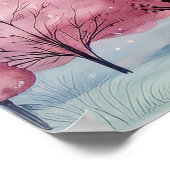 Munt en roze sparren winterscène poster (Hoek)