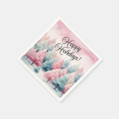 Munt en roze sparren winterscène servet (Hoek)