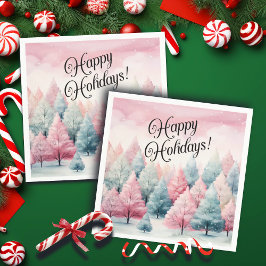 Munt en roze sparren winterscène servet