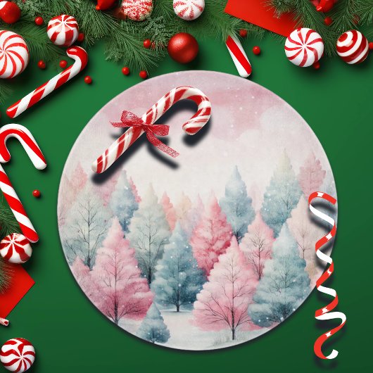 Munt en roze sparren winterscène snijplank