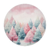 Munt en roze sparren winterscène snijplank (Voorkant)