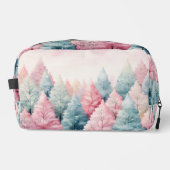 Munt en roze sparren winterscène toilettasje (Voorkant)