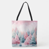 Munt en roze sparren winterscène tote bag (Voorkant)