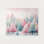 Munt en roze sparren winterscène wandkleed (Voorkant (horizontaal))