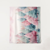 Munt en roze sparren winterscène wandkleed (Voorkant)