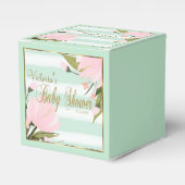 Munt en Roze Streep Baby shower Bedankdoosjes (Voorkant Zijde)