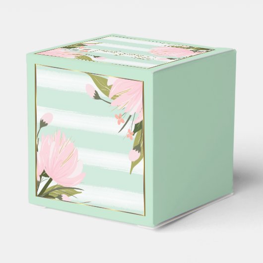 Munt en Roze Streep Baby shower Bedankdoosjes (Achterkant)