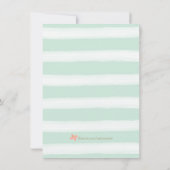 Munt en Roze Streep Baby shower Kaart (Achterkant)