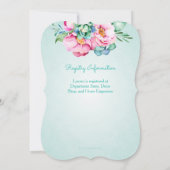 Munt en Roze Waterverf Bloem Uitnodiging (Achterkant)