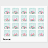 Munt en Roze Waterverf Flower Stickers (Vel)