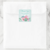 Munt en Roze Waterverf Flower Stickers (Tas)