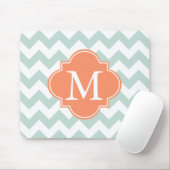 Munt en Sinaasappel Modern Chevron Custom Monogram Muismat (Met muis)