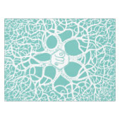 Munt en White Seaside koraal patroon Tafelkleed (Voorkant (Horizontaal))