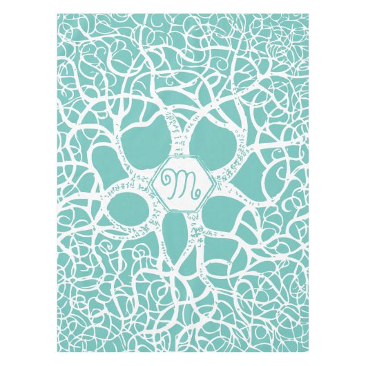 Munt en White Seaside koraal patroon Tafelkleed (Voorkant)