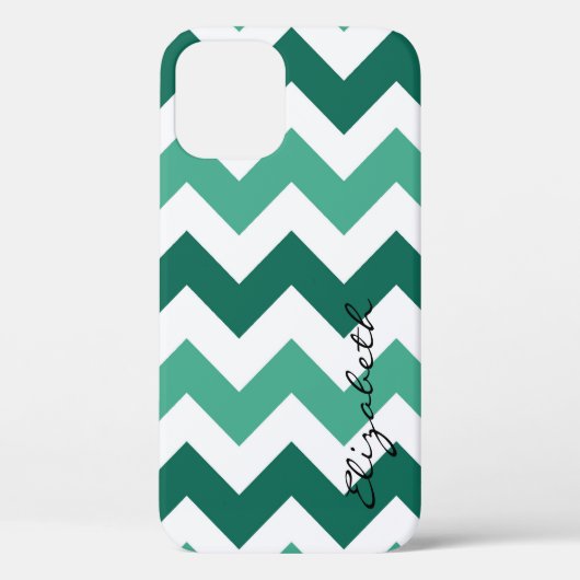 Munt en wit chevron aangepast monogram Case-Mate iPhone case (Achterkant)