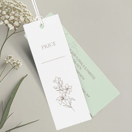 Munt en wit | Chic Minimal Floral Prijs Labels Mini Visitekaartjes