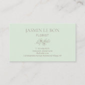 Munt en wit | Chic minimalistische bloem Visitekaartje (Voorkant)