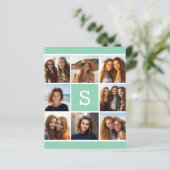 Munt en Wit Foto Collage Monogram Briefpapier (Staand voorkant)