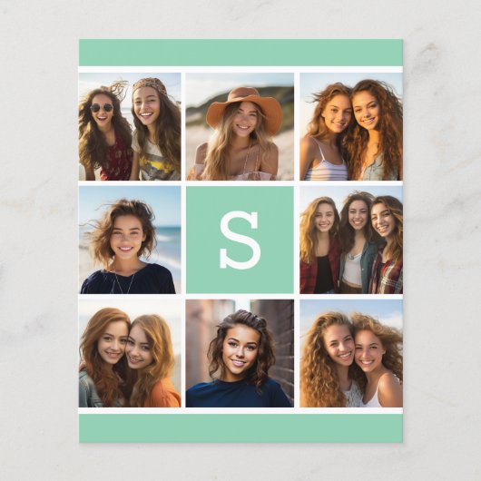 Munt en Wit Foto Collage Monogram Briefpapier (Voorkant)