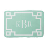Munt en Wit Grieks Key Custom Monogram Badmat (Voorkant)