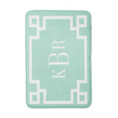 Munt en Wit Grieks Key Custom Monogram Badmat (Voorkant Verticaal)