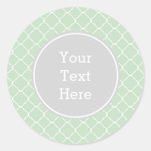 Munt en wit Quatrefoil Ronde Sticker