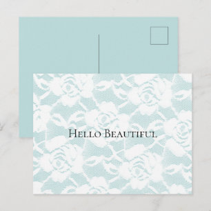 Munt en witte kant rozen bloemstuk briefkaart
