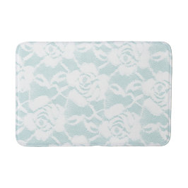 Munt en witte kant rozen floral badmat