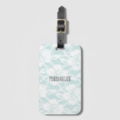 Munt en witte kant rozen floral bagagelabel (Voorkant (verticaal))