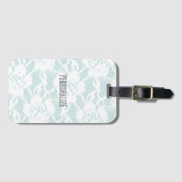 Munt en witte kant rozen floral bagagelabel