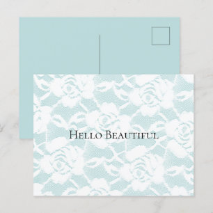 Munt en witte kant rozen floral briefkaart