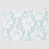 Munt en witte kant rozen floral golfhanddoek (Horizontaal)