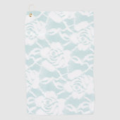 Munt en witte kant rozen floral golfhanddoek (Voorkant)