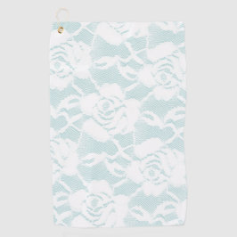 Munt en witte kant rozen floral golfhanddoek