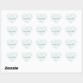 Munt en witte kant rozen floral hart sticker (Vel)