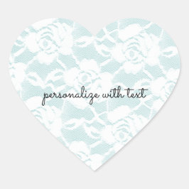 Munt en witte kant rozen floral hart sticker