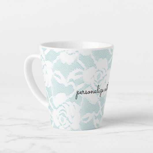 Munt en witte kant rozen floral latte mok (Linkerhoek)