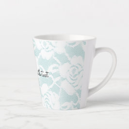 Munt en witte kant rozen floral latte mok