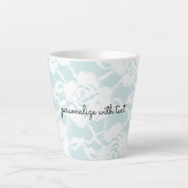 Munt en witte kant rozen floral latte mok