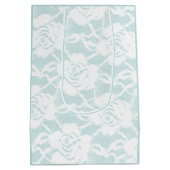 Munt en witte kant rozen floral medium cadeauzakje (Achterkant)