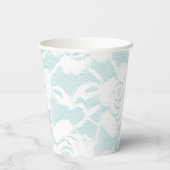 Munt en witte kant rozen floral papieren bekers (Achterkant)