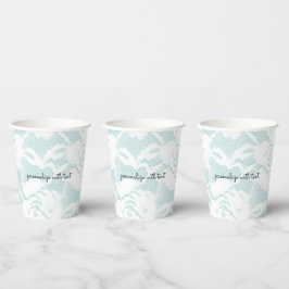 Munt en witte kant rozen floral papieren bekers