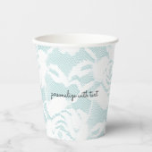 Munt en witte kant rozen floral papieren bekers (Voorkant)