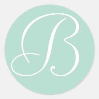 Munt en Witte Monogrammed Huwelijksenvelop Afdicht Ronde Sticker
