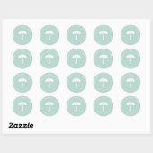 Munt en witte paraplu Baby shower Ronde Sticker (Vel)