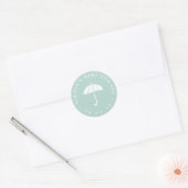 Munt en witte paraplu Baby shower Ronde Sticker (Envelop)