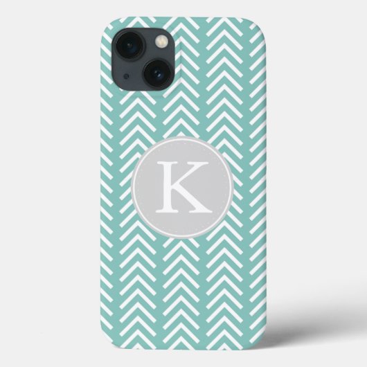 Munt en Witte Pijlen Patroon Monogram Case-Mate iPhone Case (Achterkant)