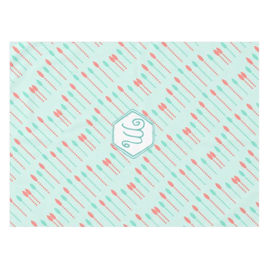 Munt en witte Schattigee kralen koraalpatroon Tafelkleed (Voorkant (Horizontaal))