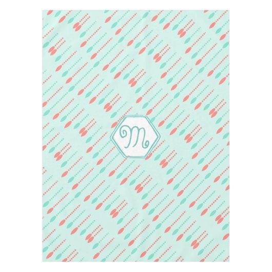 Munt en witte Schattigee kralen koraalpatroon Tafelkleed (Voorkant)